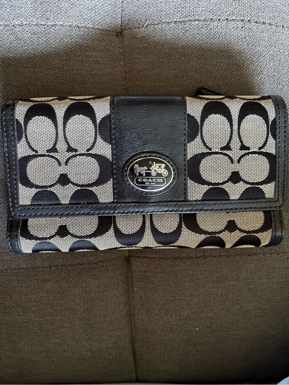 Vintage Coach Y2K Black White Signature C Long Wallet